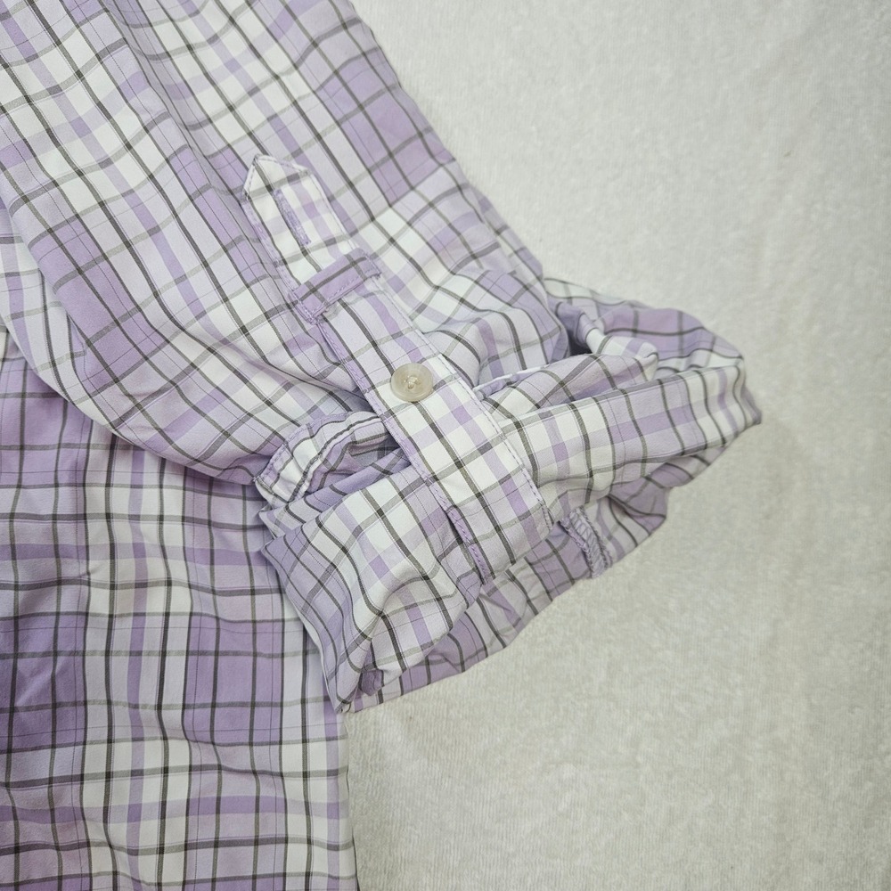 LL Bean Womens XL Purple Plaid Vented Hiking Shirt Roll Tab Long Sleeve - Picture 4 of 10